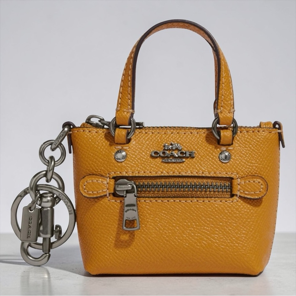 Coach Mini Gallery Leather Tote Bag Charm, Buttercup, NWT